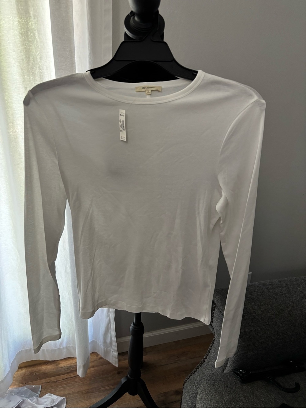 Madewell White Long-Sleeve Crewneck Tee